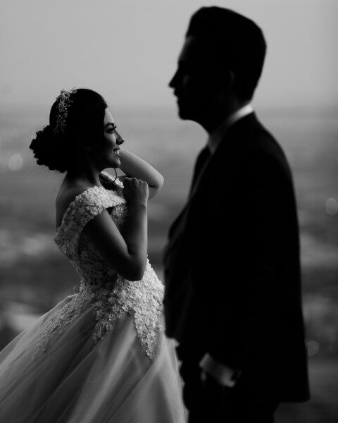 Bride and groom sharing a quiet moment