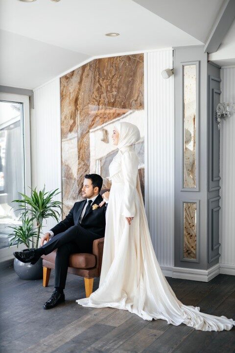 An elegant evening wedding venue